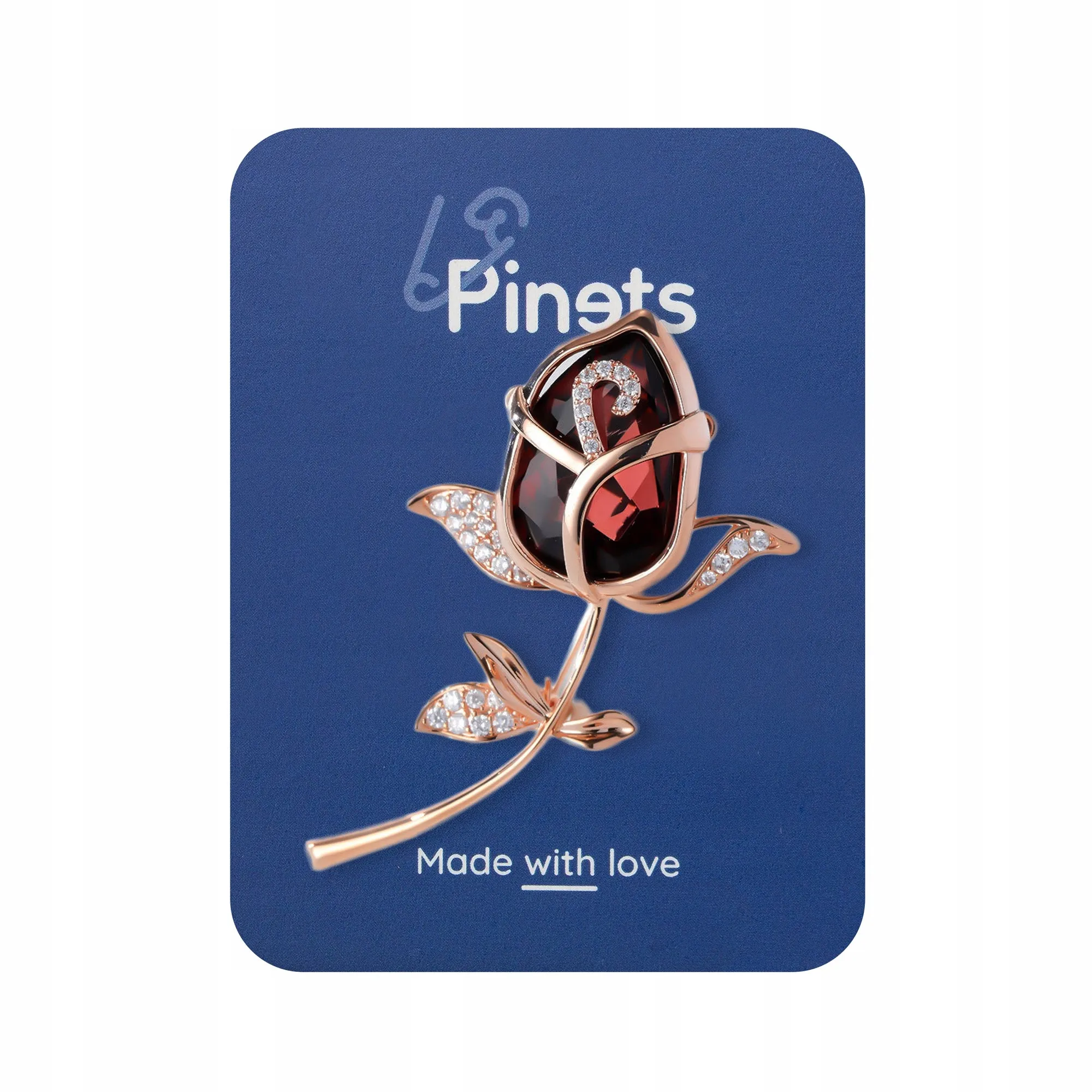 Red rose - 14K rose gold-plated brooch