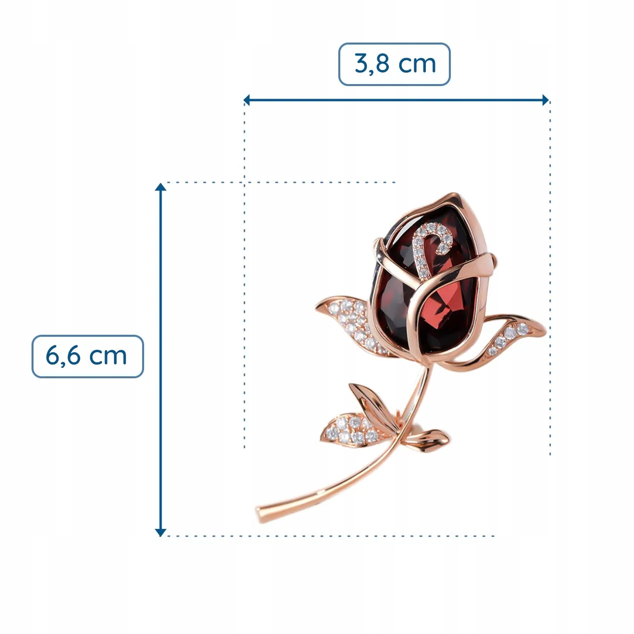 Red rose - 14K rose gold-plated brooch