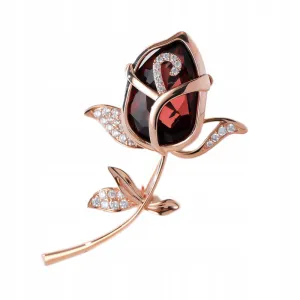Red rose - 14K rose gold-plated brooch