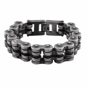 International Presence Regal Touch Cycolinks Retro Rustic Silver Bike Chain Bracelet