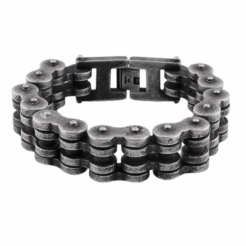 International Presence Regal Touch Cycolinks Retro Rustic Silver Bike Chain Bracelet