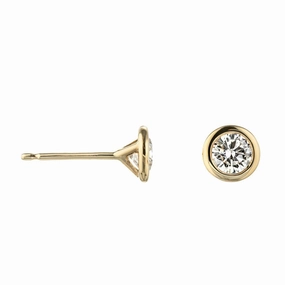 Sparkling finish Artistic embellishment Round Lab Grown Diamond Petite Three Prong Martini Bezel Stud Earrings