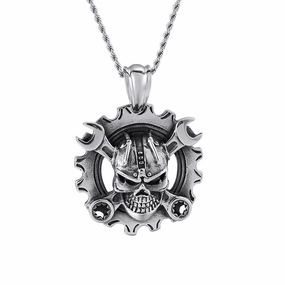 Cycolinks Ring Skull & Spanners Pendant Necklace Father??s Gift Rare Accessory
