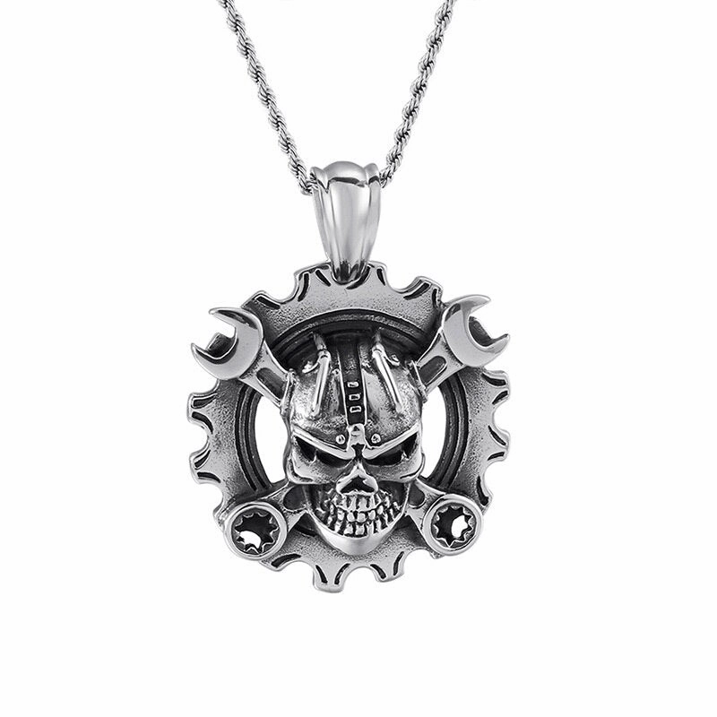Cycolinks Ring Skull & Spanners Pendant Necklace Father??s Gift Rare Accessory