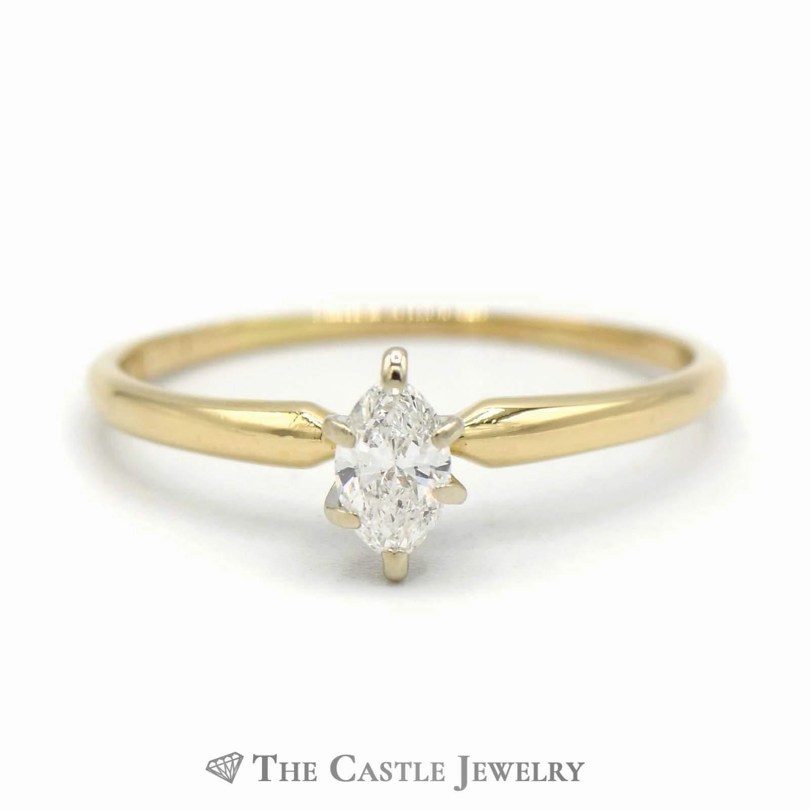 Creative Jewelry Marquise Solitaire Diamond Engagement Ring in 14K Yellow Gold