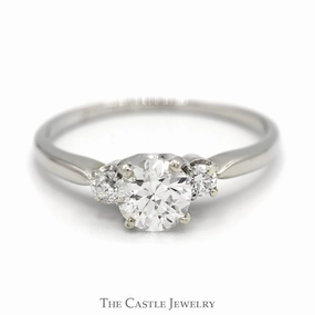 Fashion Revolution Creative Work .90cttw Diamond Three Stone Engagement Ring in 14k White Gold