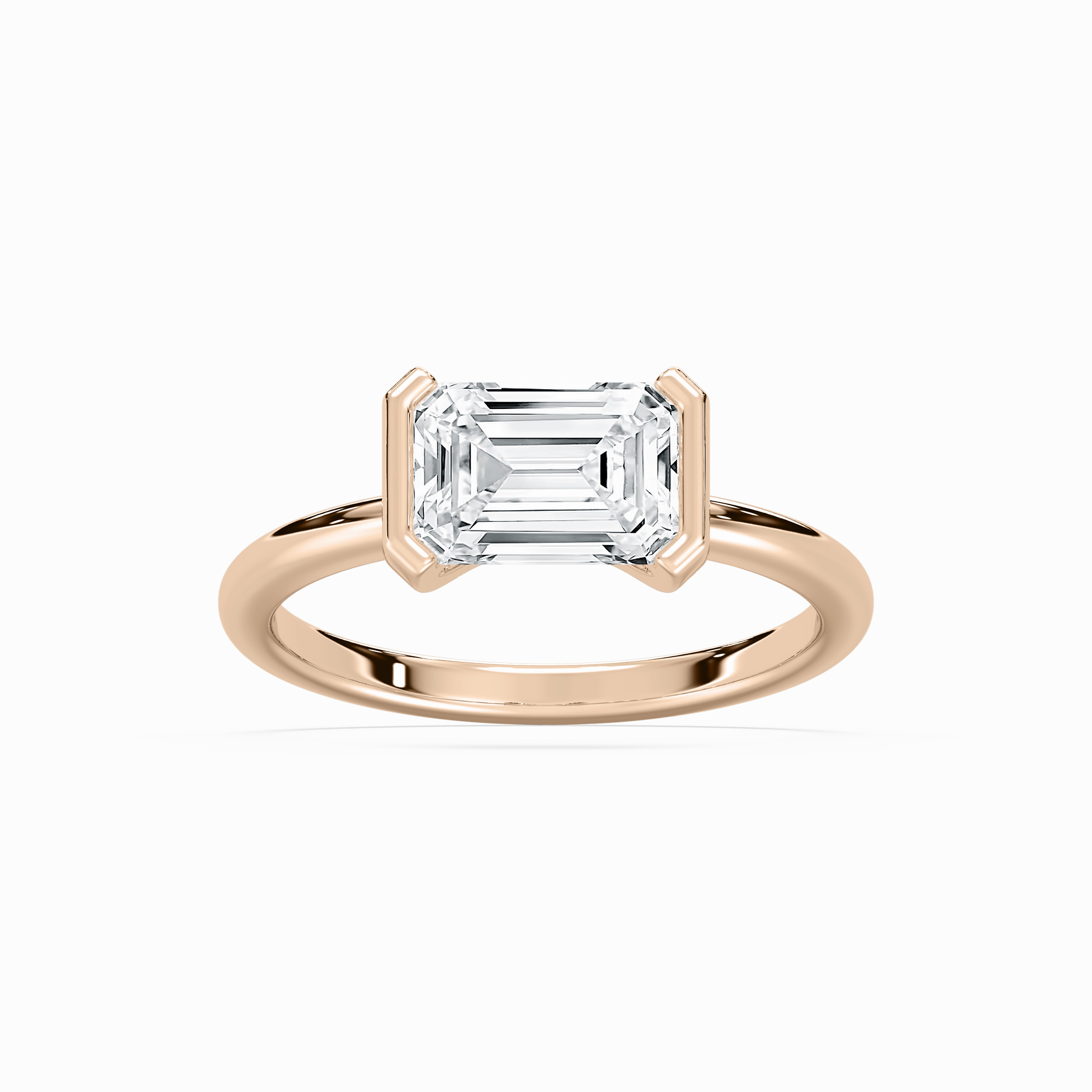 Azure 2 ctw Emerald Lab Grown Diamond East West Semi Bezel Solitaire Engagement Ring Branded Decoration