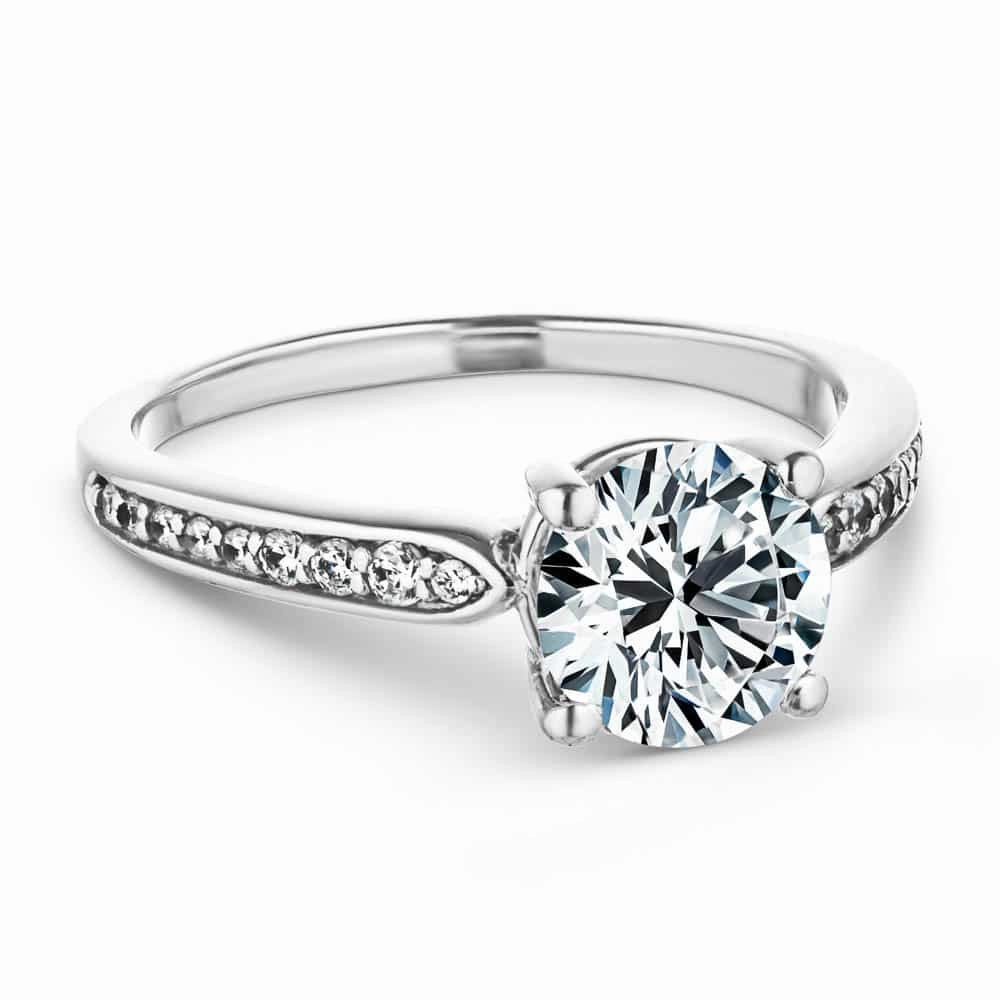 Unique Token Fashion Accent Valery Round Lab Grown Diamond Channel Set Side Stone Engagement Ring
