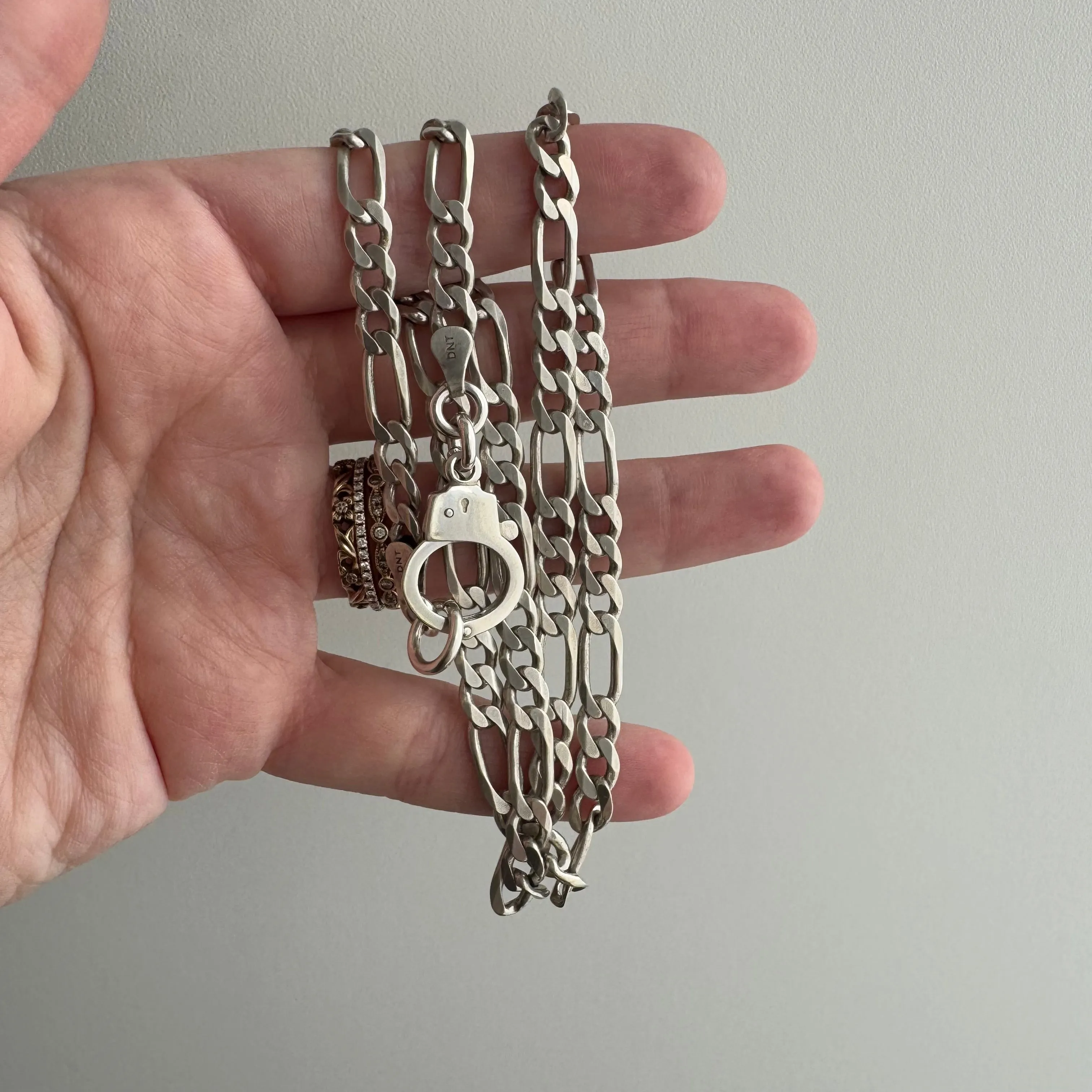 reimagined V I N T A G E // handcuff clasp / re-worked sterling silver figaro chain / 21.25", 26.5g