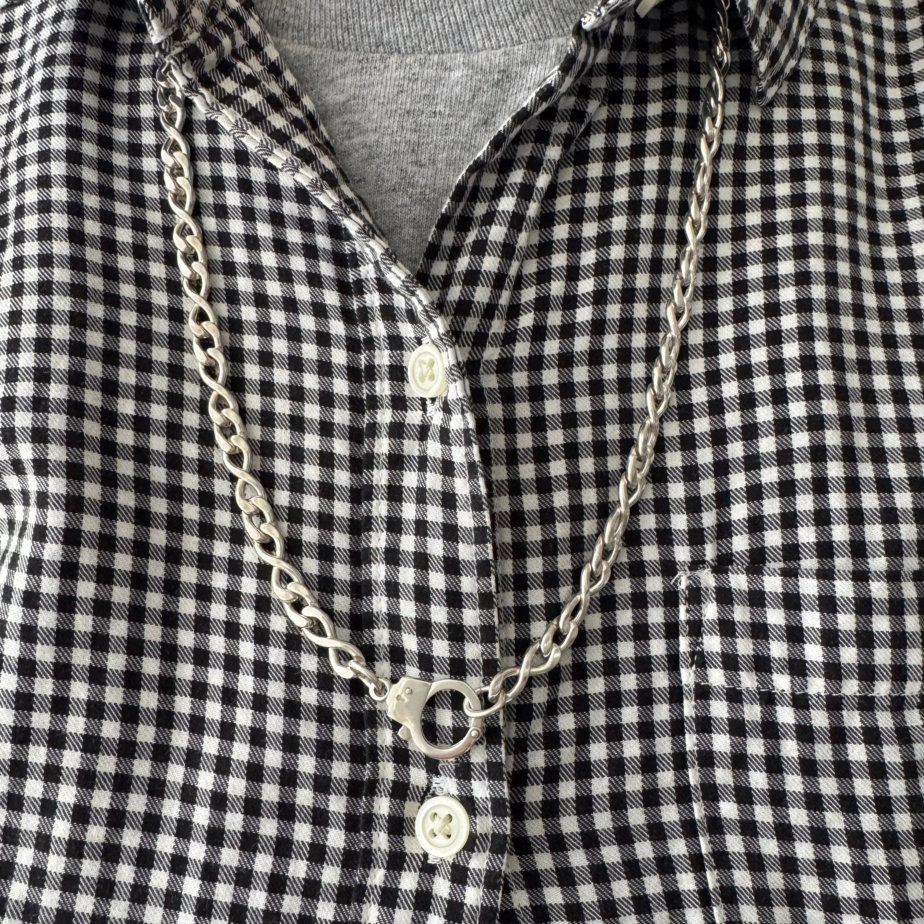 reimagined V I N T A G E // handcuff clasp / re-worked sterling silver infinite link chain / 24.5", 46.3g