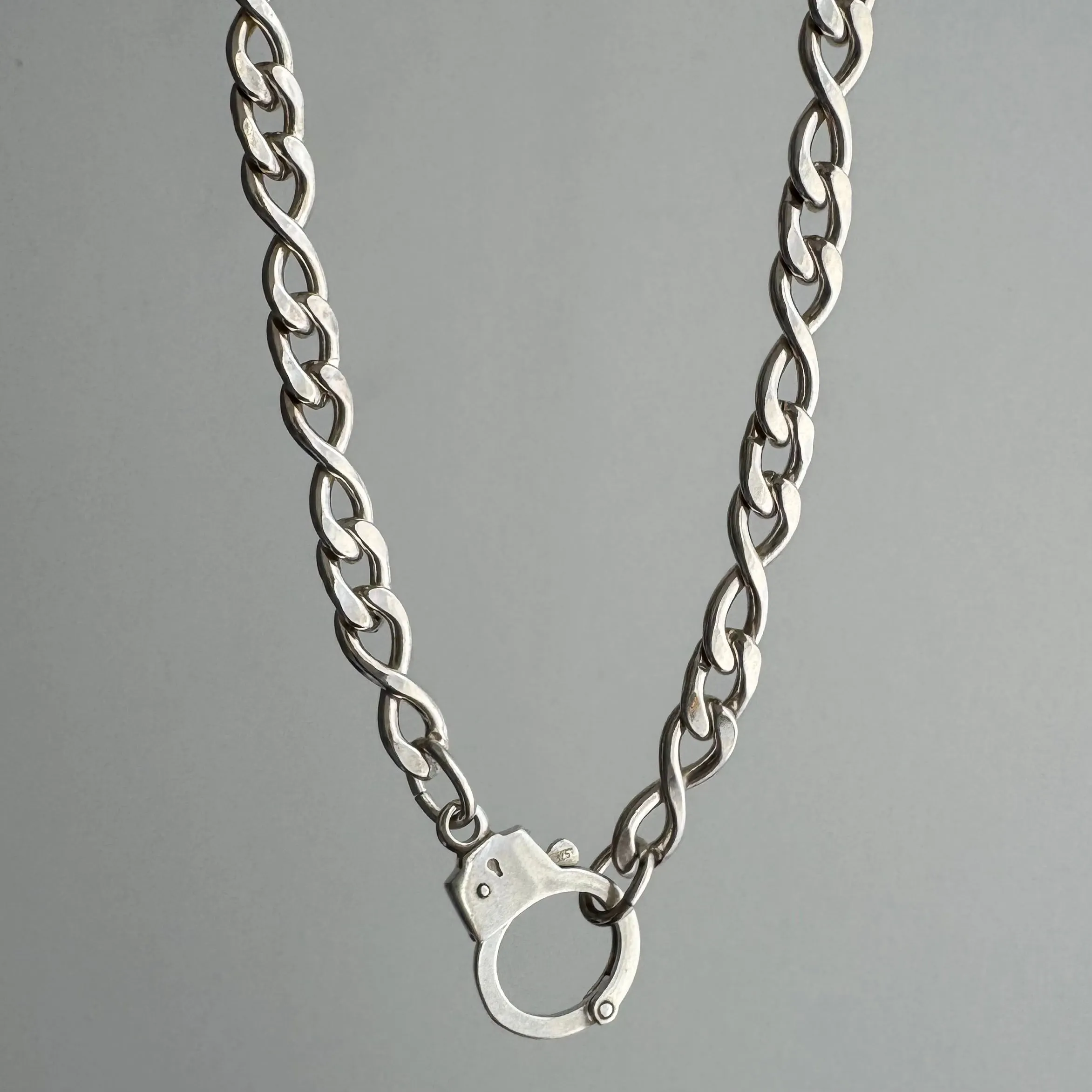 reimagined V I N T A G E // handcuff clasp / re-worked sterling silver infinite link chain / 24.5", 46.3g