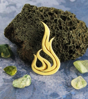 Bold Style Brass Flickering Flame Pendant, Handmade