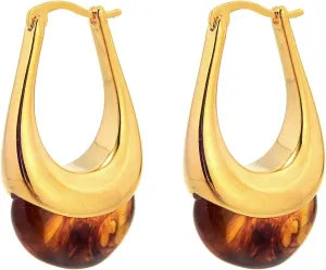 Resin Drop Earrings Acrylic Hoop Earrings Basket Style Huggie Earrings with S925 Silver Pins Minimalist Statement Jewelry for Women