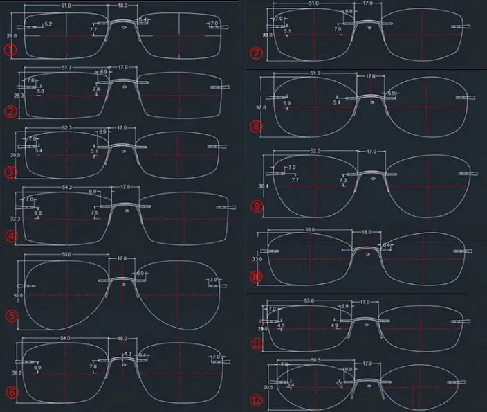 Reven Jate 58128 Pure Titanium Rimless Diamond Cutting Man Glasses Frame Eyeglasses (Silver)