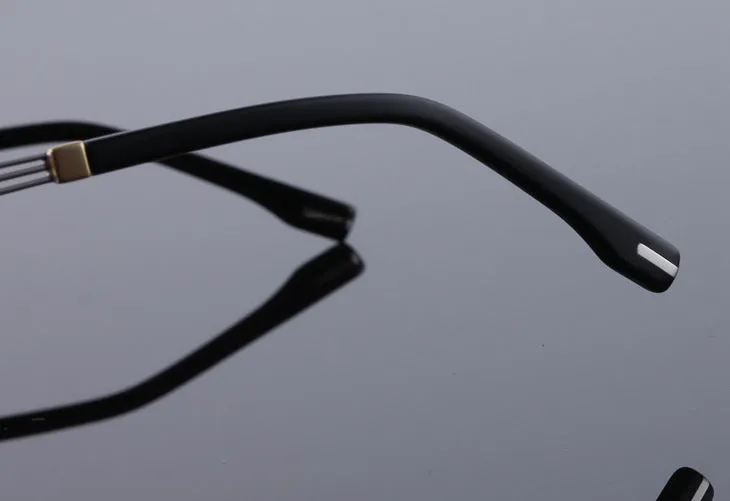 Reven Jate 58128 Pure Titanium Rimless Diamond Cutting Man Glasses Frame Eyeglasses (Silver)