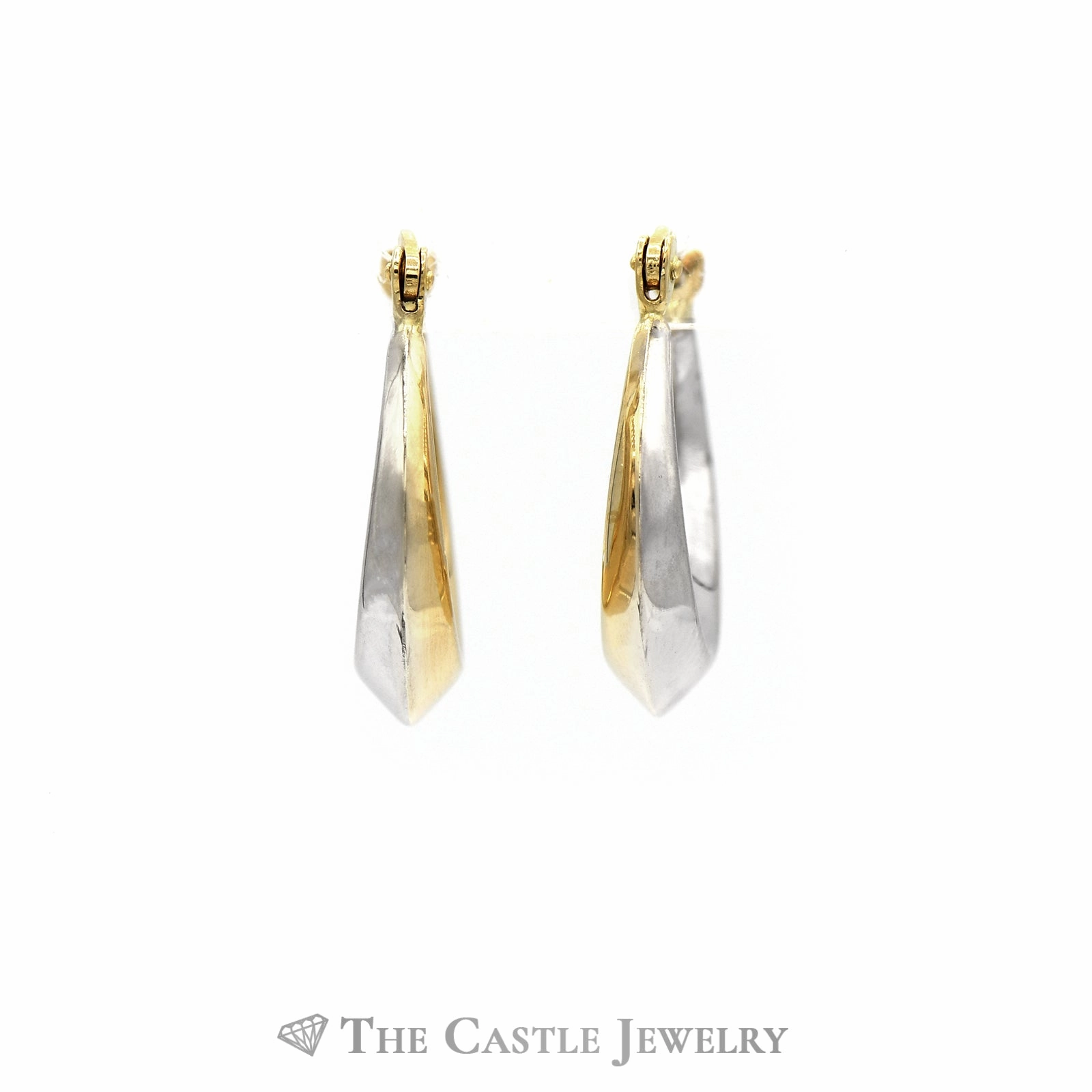 Reversible Two-Toned Hollow Polished Hoops in 14KT Yellow and White Gold Premium item