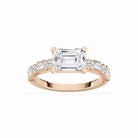 Vintage Item Inspiring Gift Finley 2 3?? ctw Round Lab Grown Diamond East West Side Stone Engagement Ring