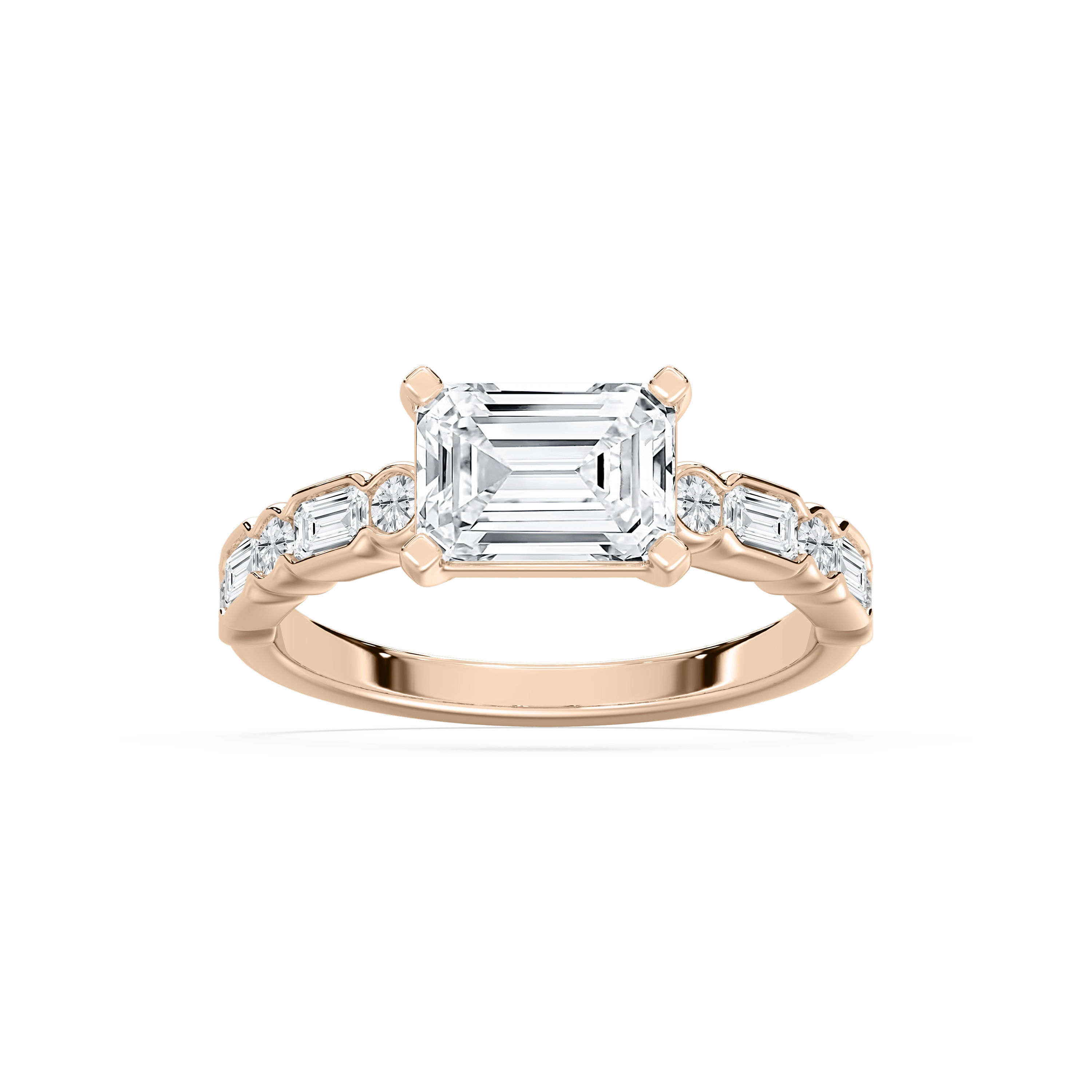 Vintage Item Inspiring Gift Finley 2 3?? ctw Round Lab Grown Diamond East West Side Stone Engagement Ring