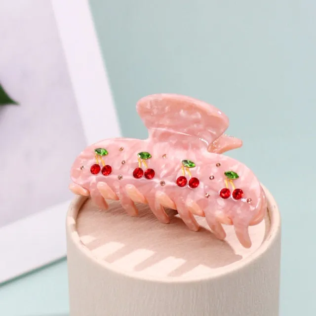 Rhinestone Cherry Hair Clip