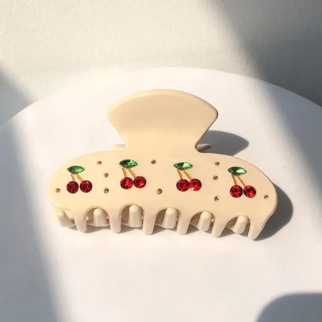 Rhinestone Cherry Hair Clip
