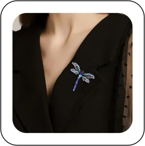 Rhinestone Dragonfly Brooch Pin Diamond CZ Insect Dragonfly Pin Red Crystal Dragon Flies Lapel Pin Elegant Bridal Bouquet Brooch Clothing Corsage Jewelry for Women