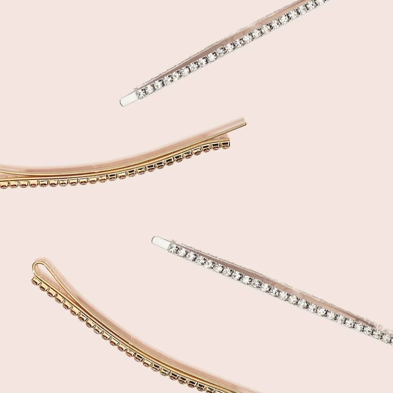 Rhinestone Extra Long Bobby Pins 4pc Set