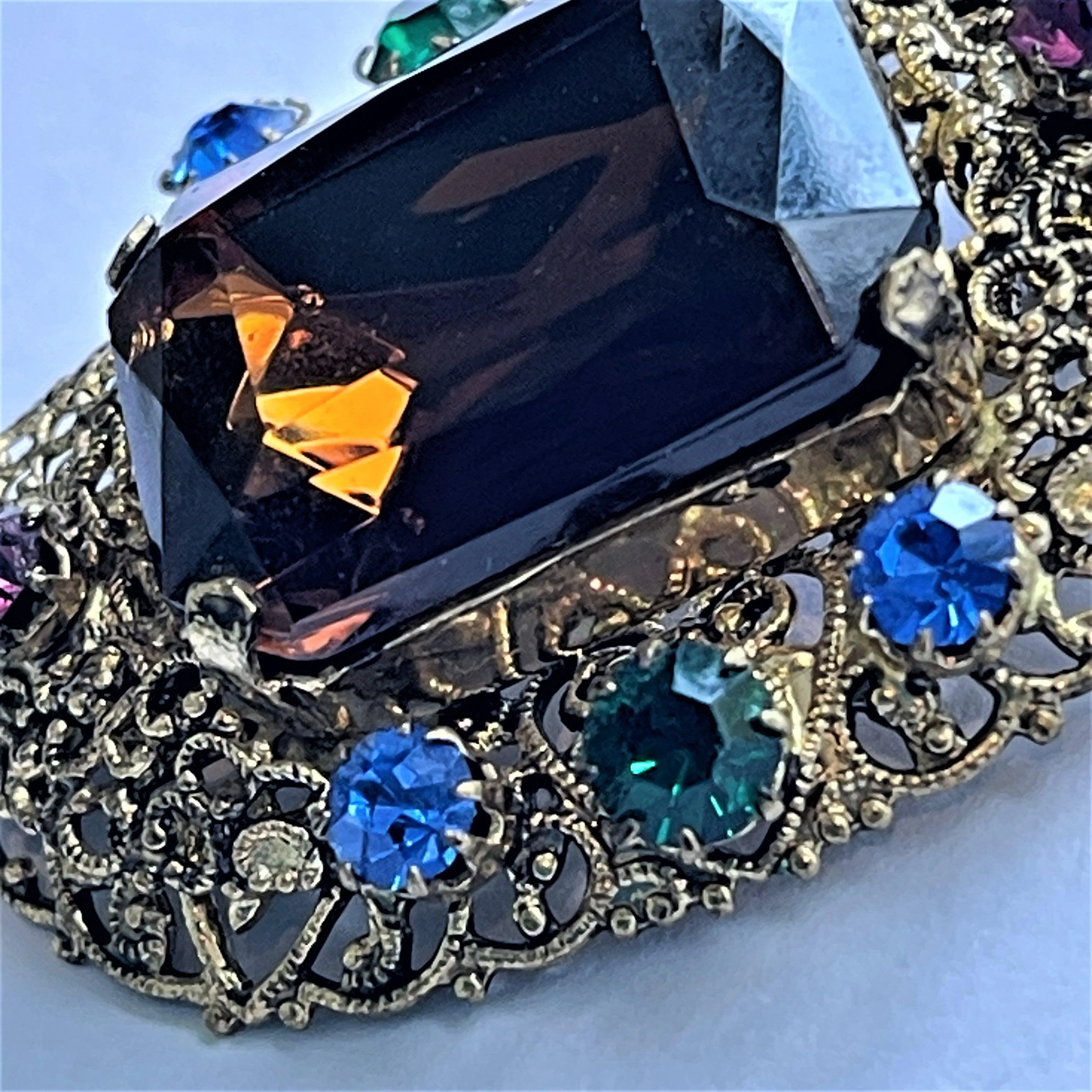Rhinestone Filigree Vintage Brooch