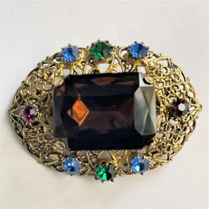 Rhinestone Filigree Vintage Brooch