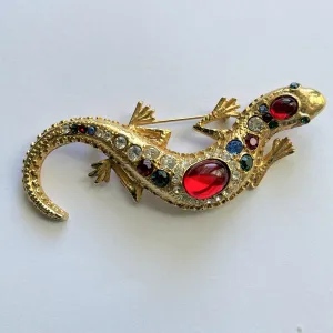 Rhinestone Lizard Brooch