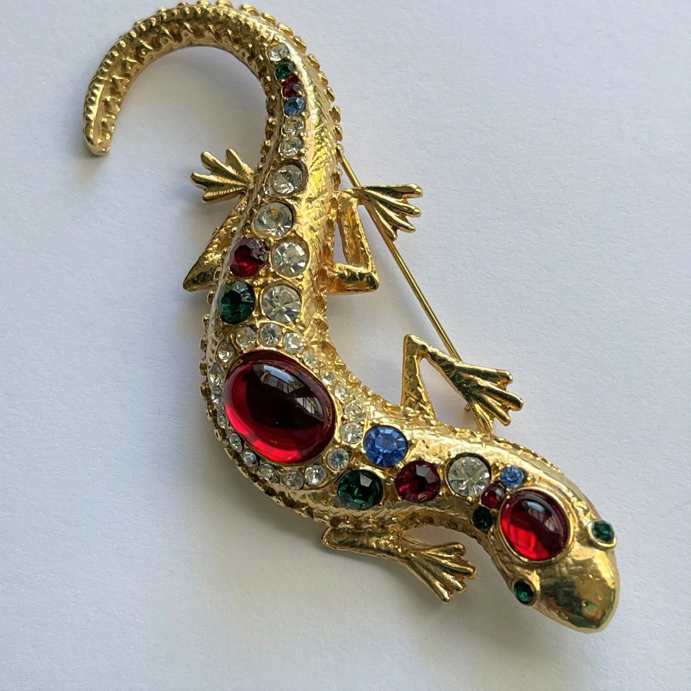 Rhinestone Lizard Brooch