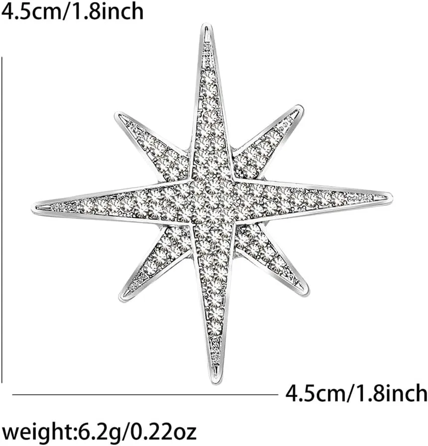Rhinestones Star Brooch Pin for Women Men Simple Sparkly Crystal Corsage Brooches Lapel Pins Dresses Suit Scarf Shawl Clip Bouquet Badge Boutonniere Corsage Accessories