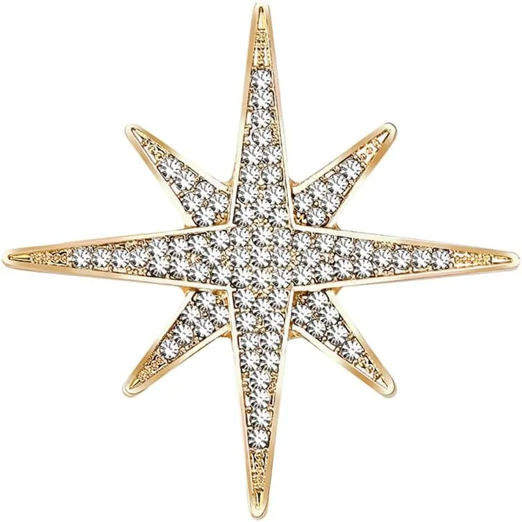 Rhinestones Star Brooch Pin for Women Men Simple Sparkly Crystal Corsage Brooches Lapel Pins Dresses Suit Scarf Shawl Clip Bouquet Badge Boutonniere Corsage Accessories
