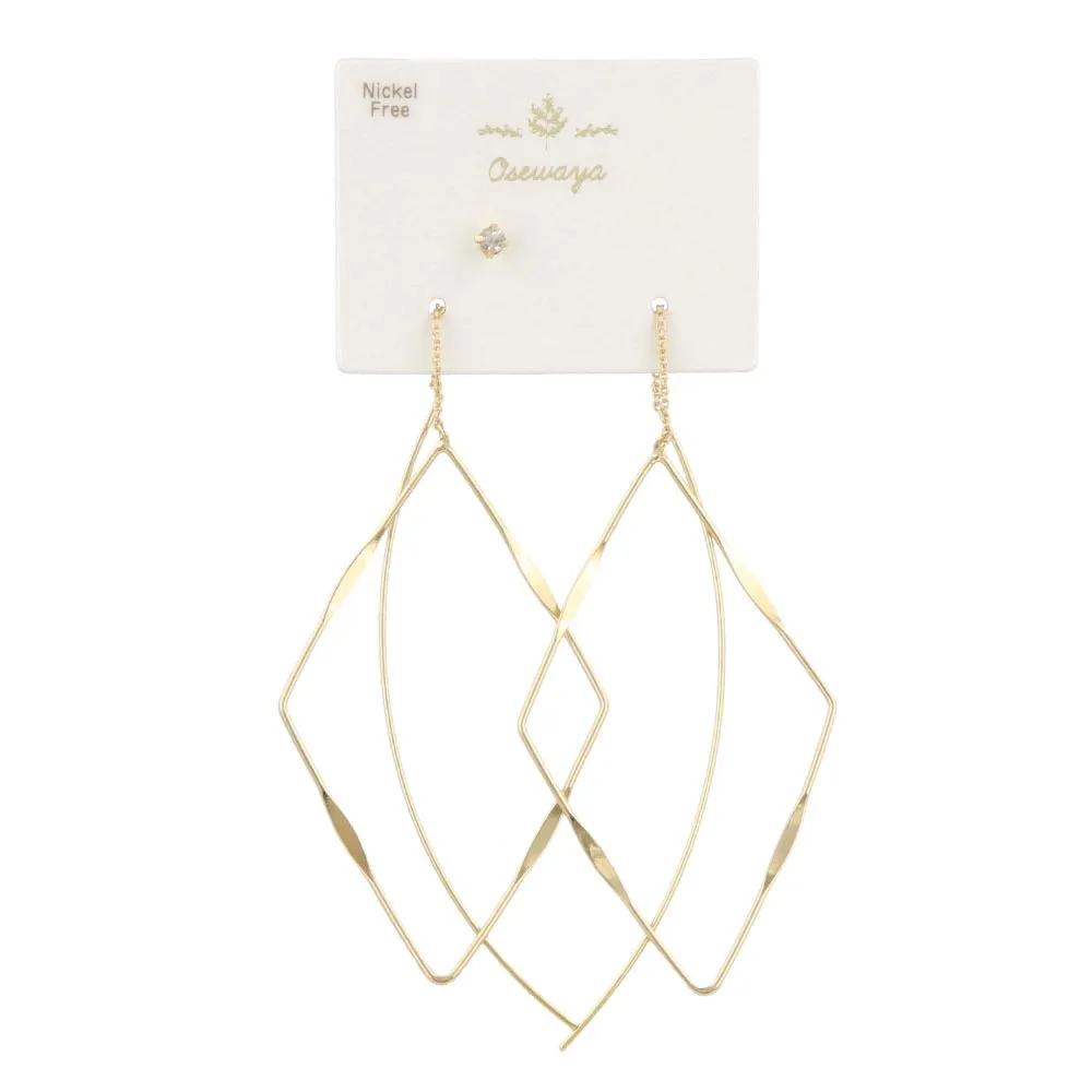 Rhombus Threader Earrings and Stud Set