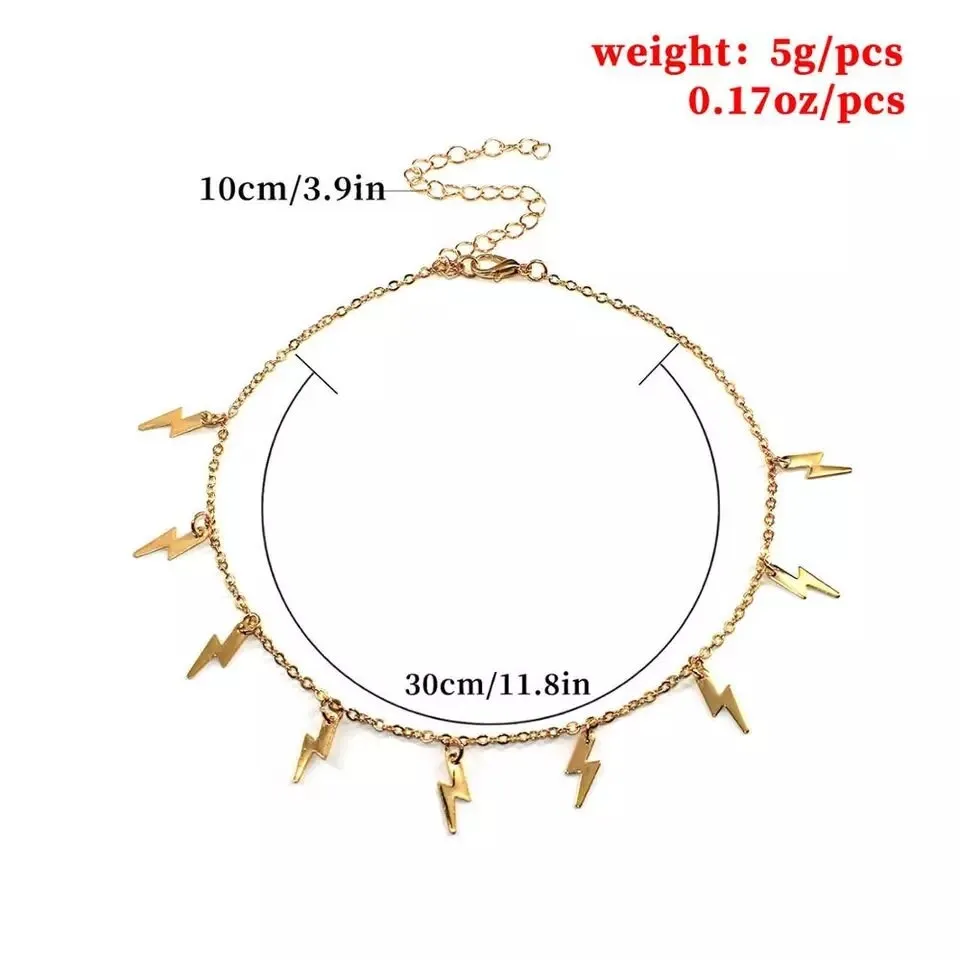 Ride The Lightening Bolt necklace Choker silver or gold charms chain
