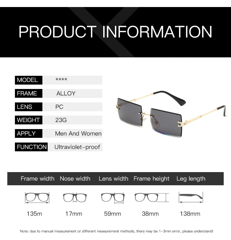 Rimless Square Sun Glasses