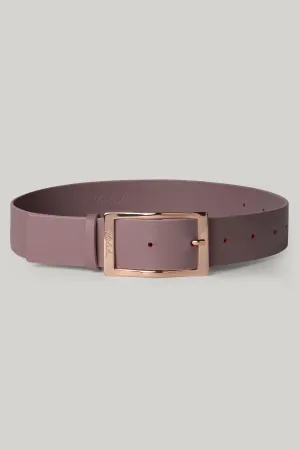 Ripple Aubergine Leather Waist Belt With Rose-Gold Buckle