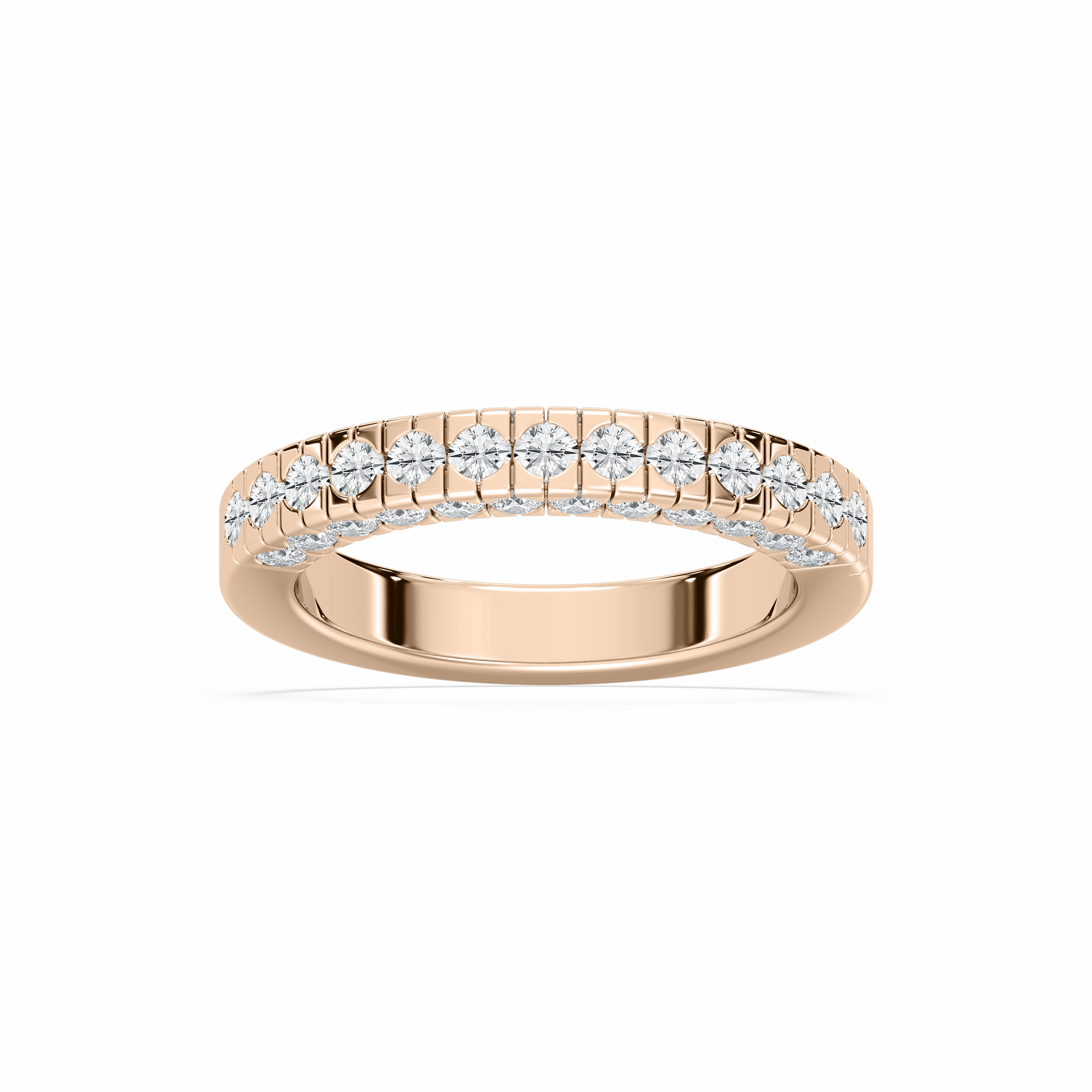 Romania 1 ? ctw Round Lab Grown Diamond Burnished Wedding Band Sparkling Design High-Quality Appearance