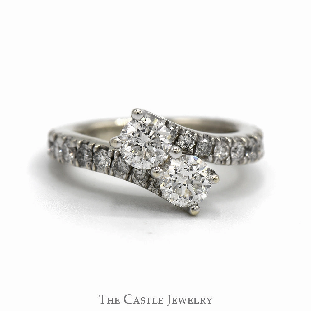 Minimalist Symbol 2cttw Ever Us Double Diamond Bypass Ring in 14k White Gold