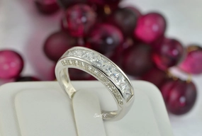 Men??s Wedding Band with Side Stones Diamond Simulated 925 Sterling Silver Anniversary Ring SKU:00155 Stylish Token