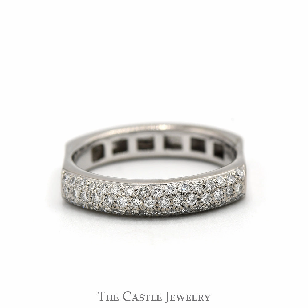 Handmade Process Vintage Item Pave Set Diamond Cluster Band with Squared Shank in 18k White Gold