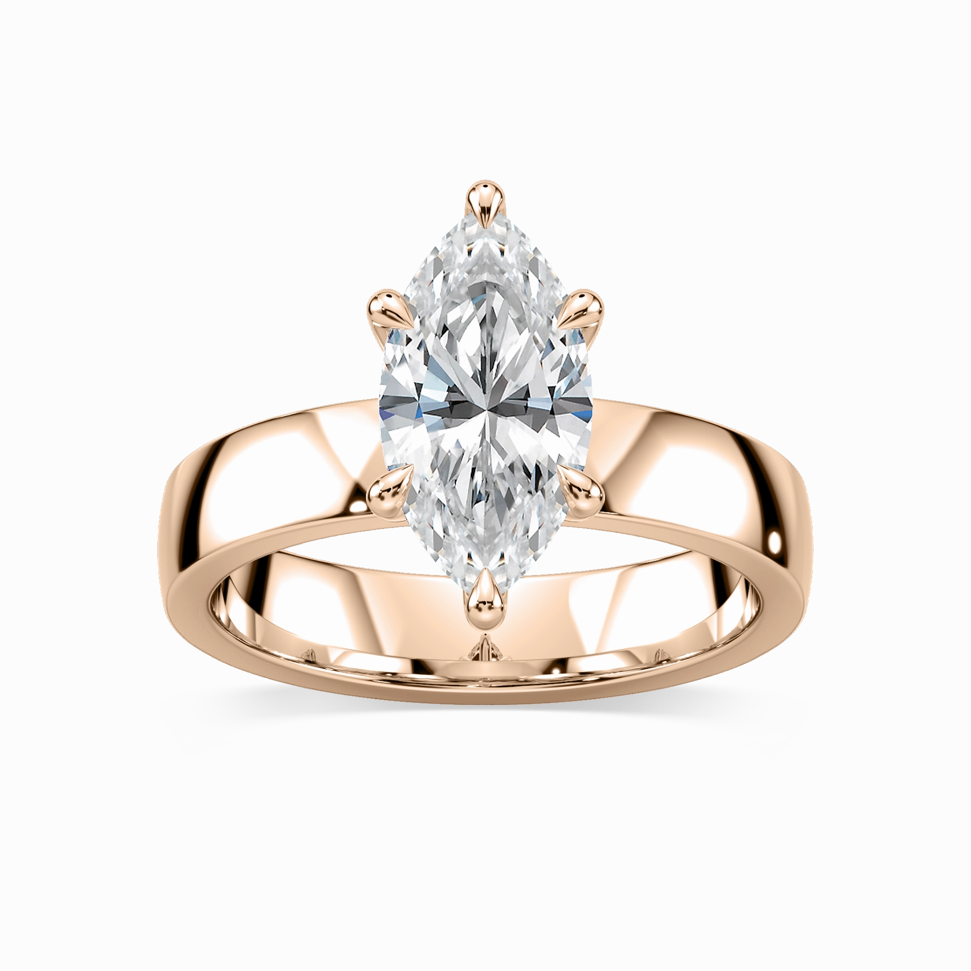 Maya Marquise Lab Grown Diamond 4mm Cigar Band Solitaire Engagement Ring Eternal Decoration Memory Keeper