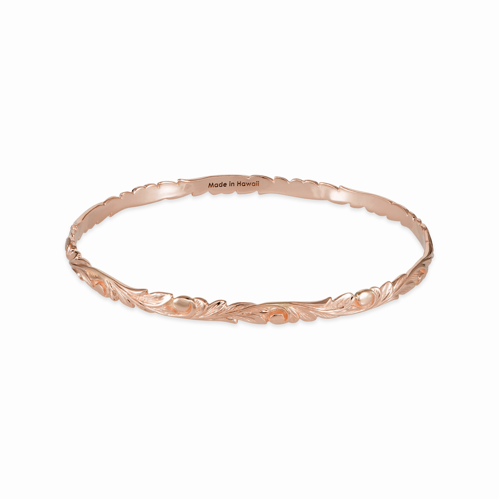 Glamorous Gifts Playful Shine Hawaiian Heirloom Old English Scroll Bracelet in Rose Gold - 4.5mm