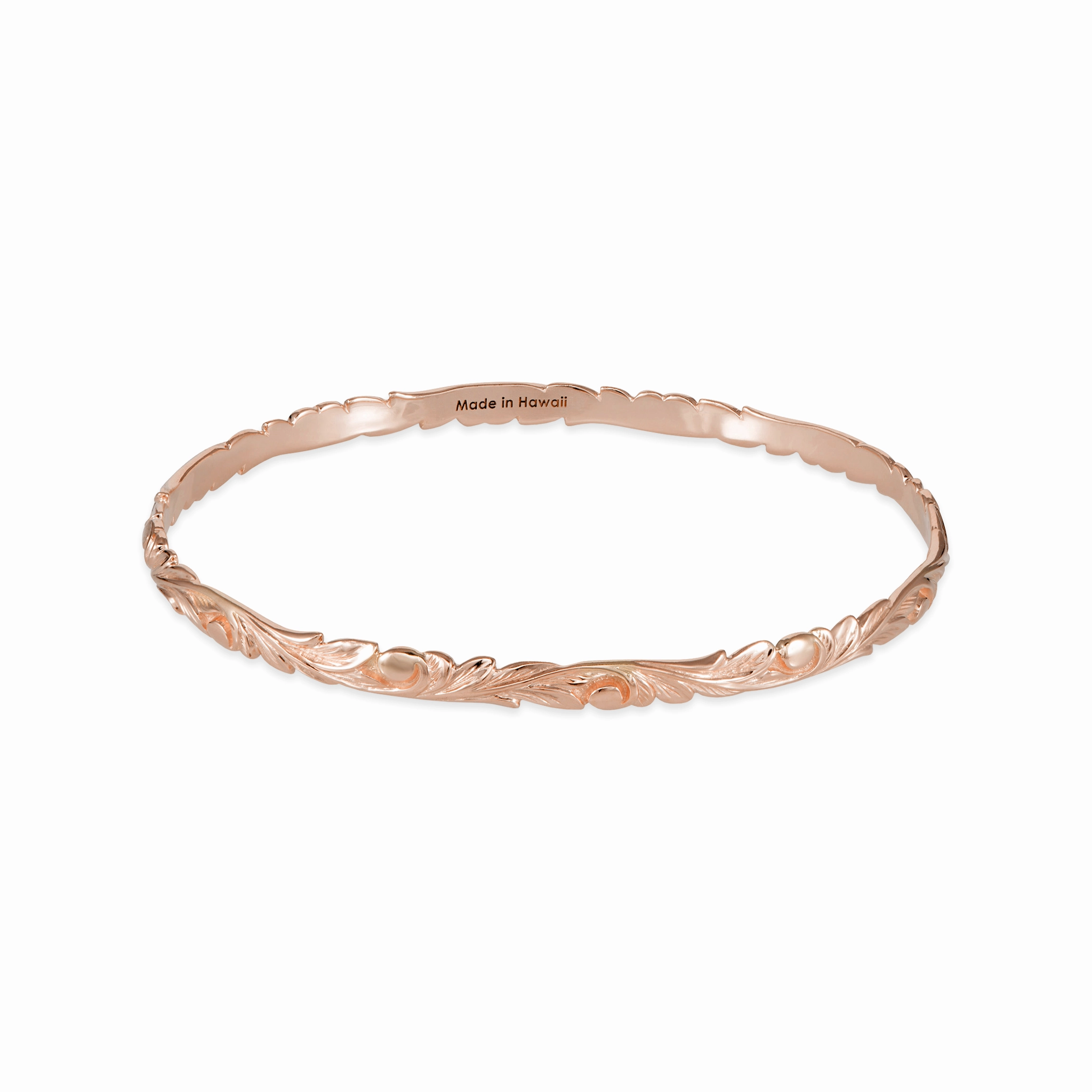 Delicate Beauty Hawaiian Heirloom Old English Scroll Bracelet in Rose Gold - 4.5mm