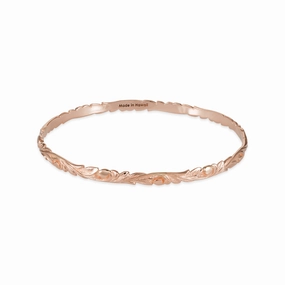 Glamorous Gifts Playful Shine Hawaiian Heirloom Old English Scroll Bracelet in Rose Gold - 4.5mm
