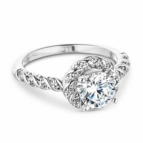 Jasmine Round Lab Grown Diamond Entwined Halo Engagement Ring Attractive Design Romantic Mood