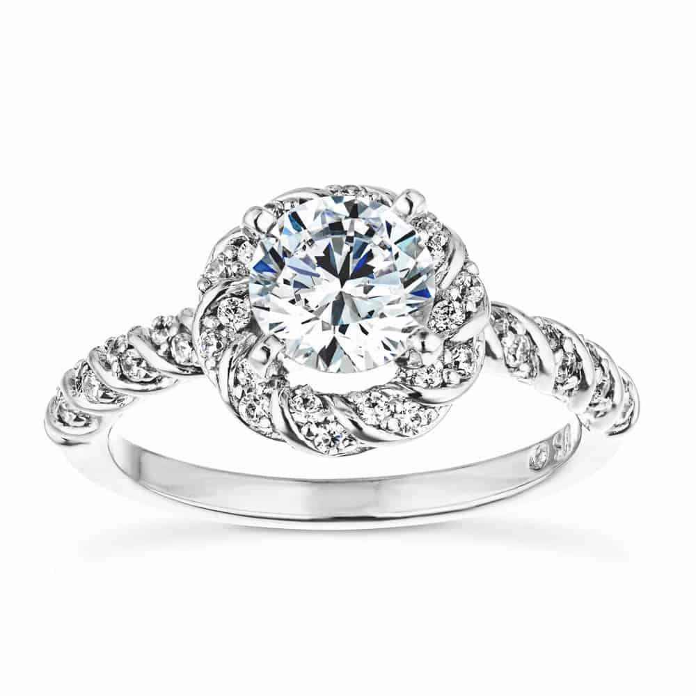 Dainty Choice Handcrafted Adornment Jasmine Round Lab Grown Diamond Entwined Halo Engagement Ring