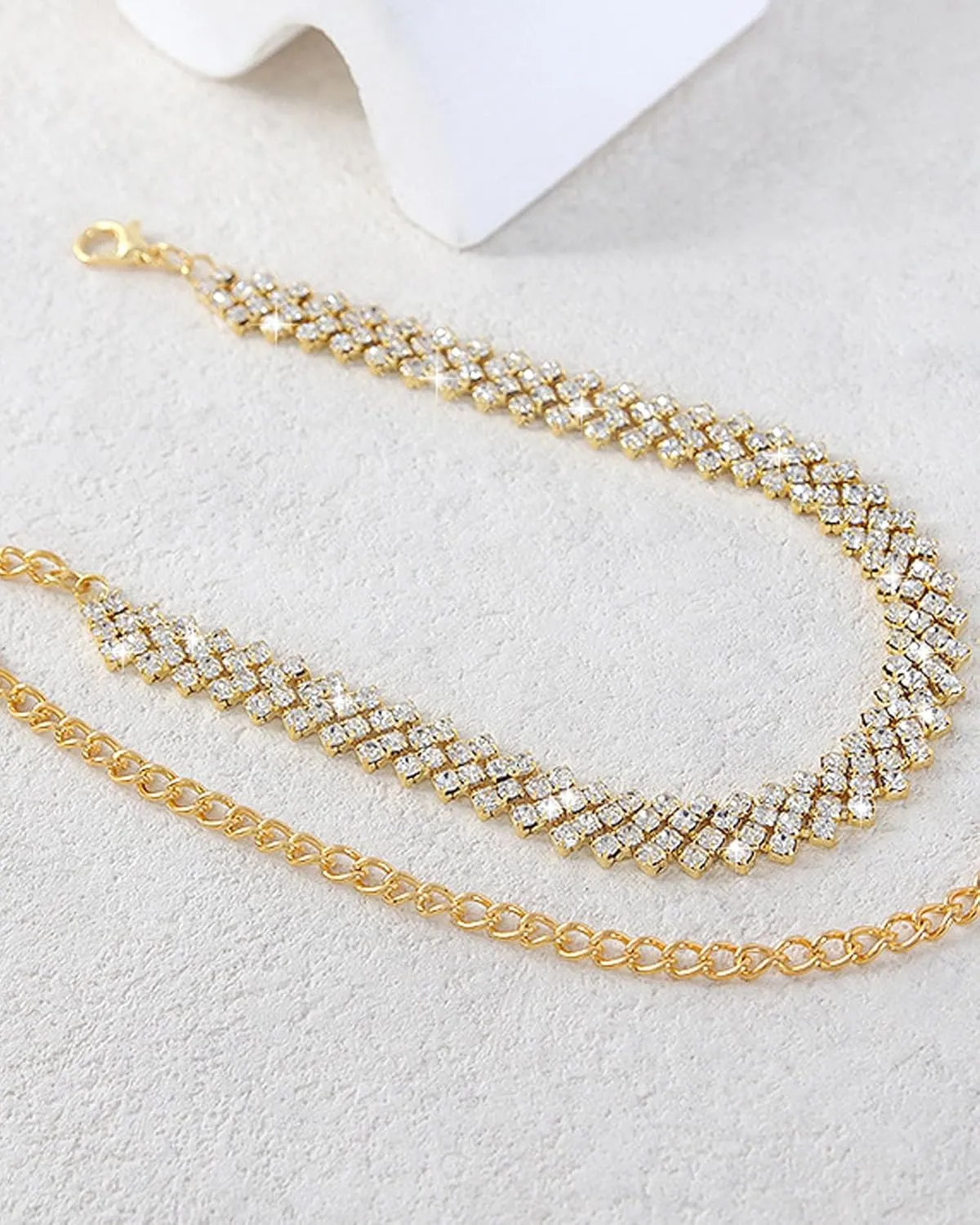 Ronglry Rhinestone Choker Necklace for Women Silver Diamond Choker Necklaces for Women Sparkly Crystal Rhinestone Necklace for Women Silver Chokers for Women Party Prom Wedding Jewelry Accessories