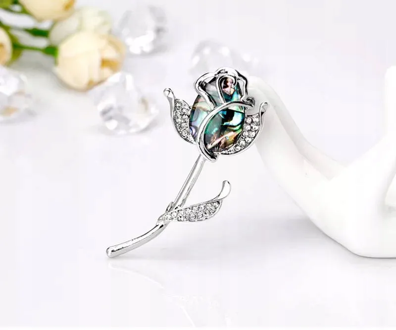 Rose brooch nacre