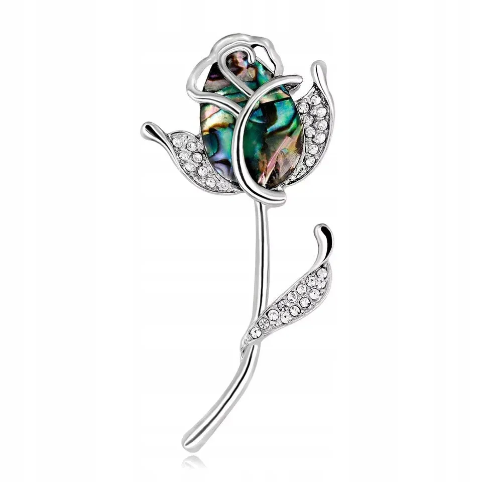 Rose brooch nacre
