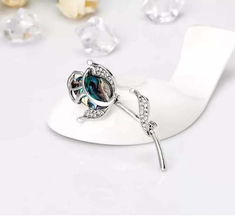 Rose brooch nacre
